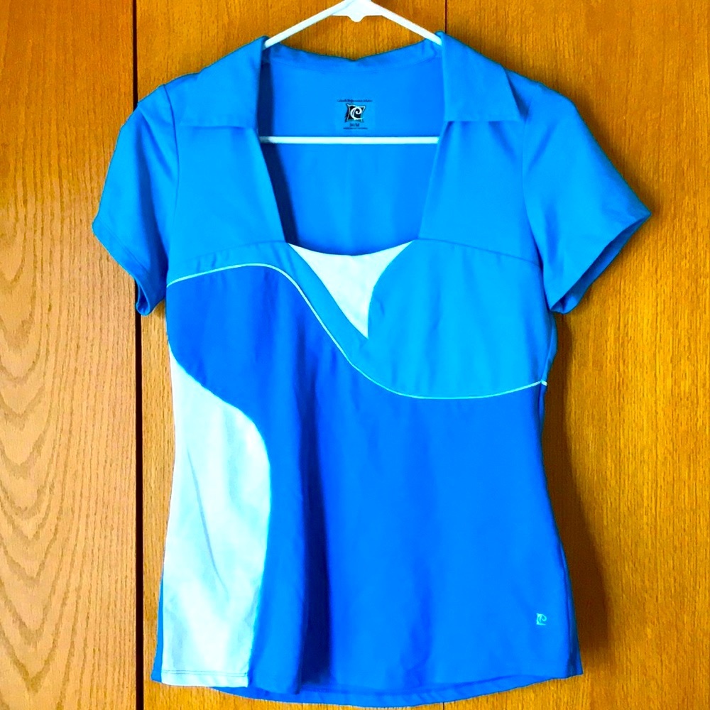Catwalk Performance Artwear Canada blue golf polo shirt top piping cap sleeve